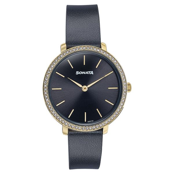 Sonata Wedding Edit Quartz Analog Black Dial Leather Strap Watch For Women - image number 1