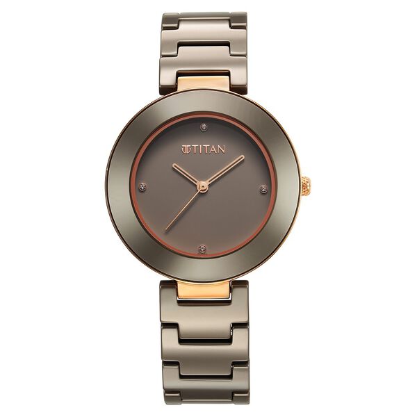 Titan Purple Ceramics Quartz Analog Brown Dial Ceramic Strap Watch for Women - image number 0