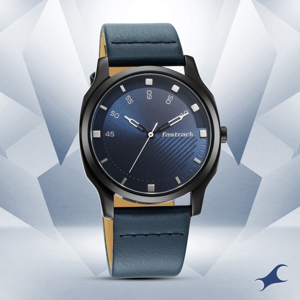 Buy Online Fastrack Stunners Quartz Analog Blue Dial Leather Strap Watch for Guys ns3255nl03 Titan