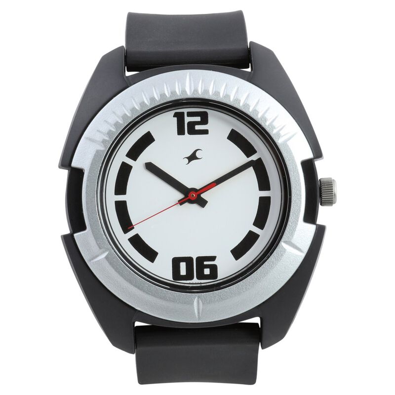 Fastrack Quartz Analog White Dial PU Strap Watch for Guys