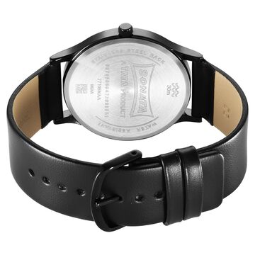 Sonata Aspire Quartz Analog Black Dial Leather Strap Watch for Men