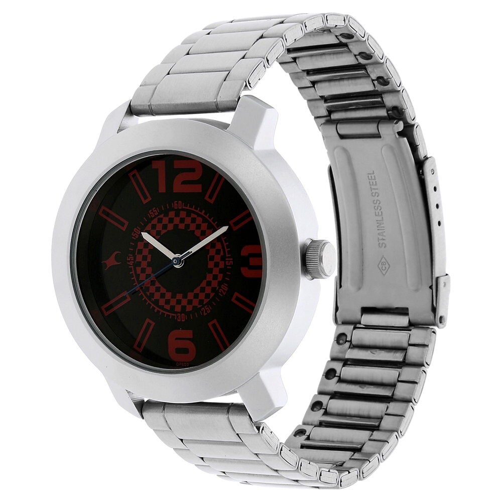Buy Online Fastrack Checkmate Quartz Analog Black Dial Stainless
