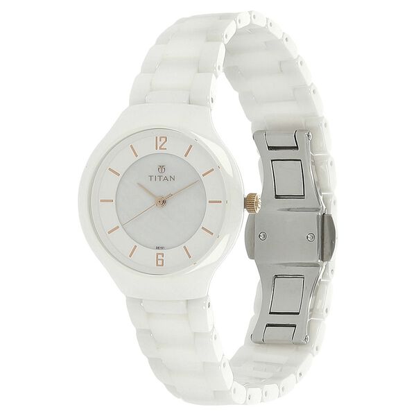 Titan Quartz Analog Mother of Pearl Dial Ceramic Strap Watch for Women - image number 1