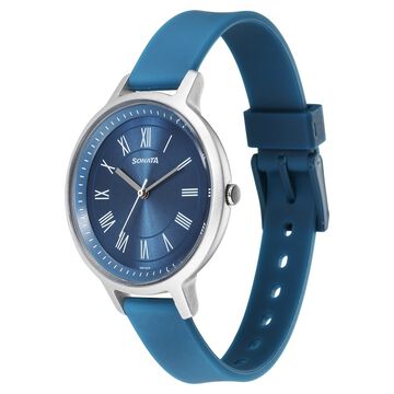 Sonata Splash Quartz Analog Blue Dial Plastic Strap Watch for Women