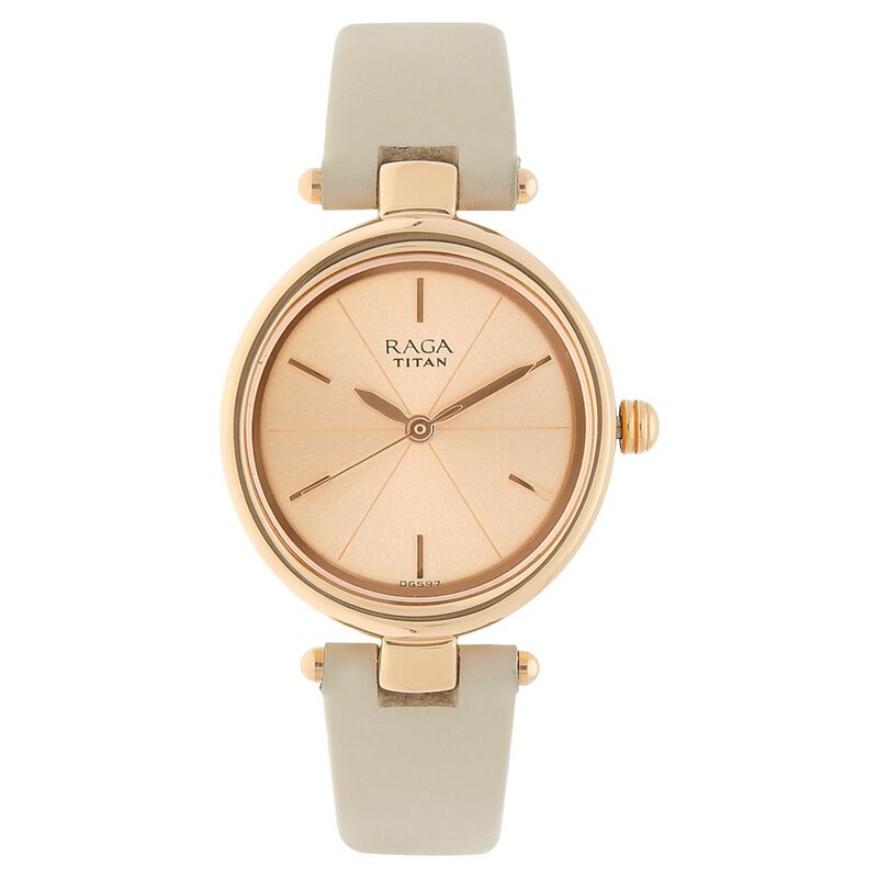 Titan Raga Viva Rose Gold Dial Women Watch With Leather Strap