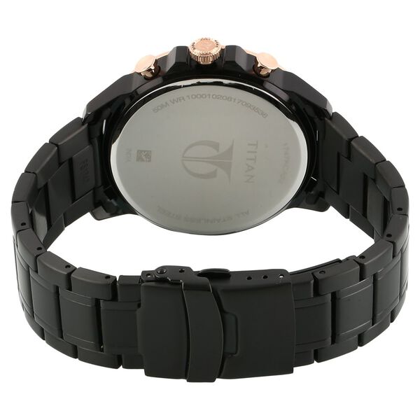 Titan Quartz Multifunction Anthracite Dial Stainless Steel Strap Watch for Men - image number 3