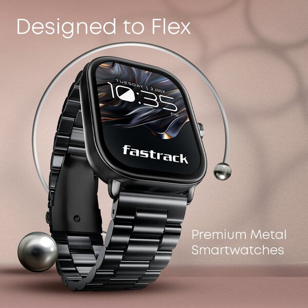 Fastrack Radiant FX2 Luxury Metal Smartwatch with largest 5.1 AMOLED Display with Functional Crown With Black Strap - image number 1