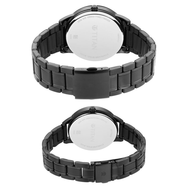 Titan Bandhan Anthracite Dial Analog with Date Stainless Steel Strap Watch for Couple - image number 4