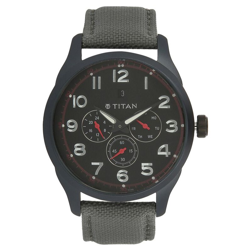 Titan Quartz Analog Black Dial Fabric Strap Watch for Men