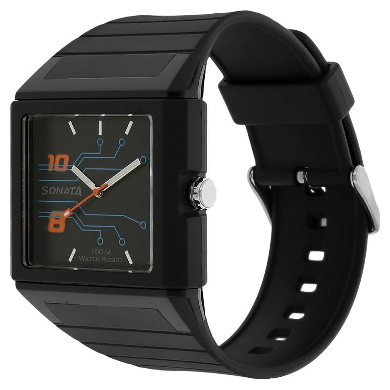 SF Quartz Analog Black Dial Plastic Strap Watch for Men - image number 1