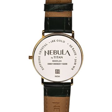 Titan Nebula Vintage 18k Gold Analog Diamond Studded Dial Leather Strap Watch for Men