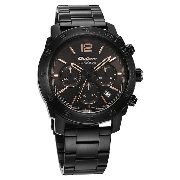 Titan Octane Classic Sporty Quartz Chronograph Black Dial Stainless Steel Strap watch for Men - image number 0