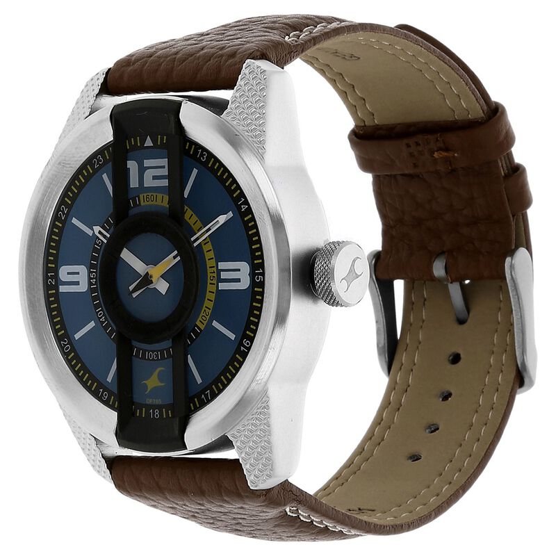 Fastrack Quartz Analog Blue Dial Leather Strap Watch for Guys - image number 1