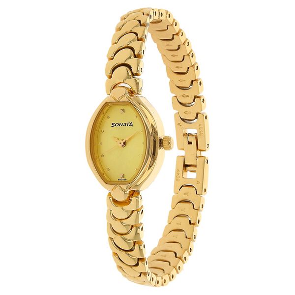 Sonata Quartz Analog Champagne Dial Metal Strap Watch for Women - image number 1