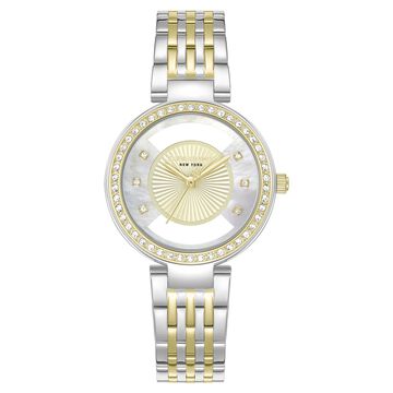 Kenneth Cole Quartz Analog Golden Dial Two Toned Stainless Steel Strap Watch For Women