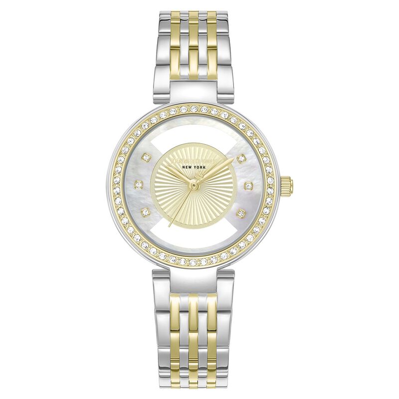 Kenneth Cole Quartz Analog Golden Dial Two Toned Stainless Steel Strap Watch For Women
