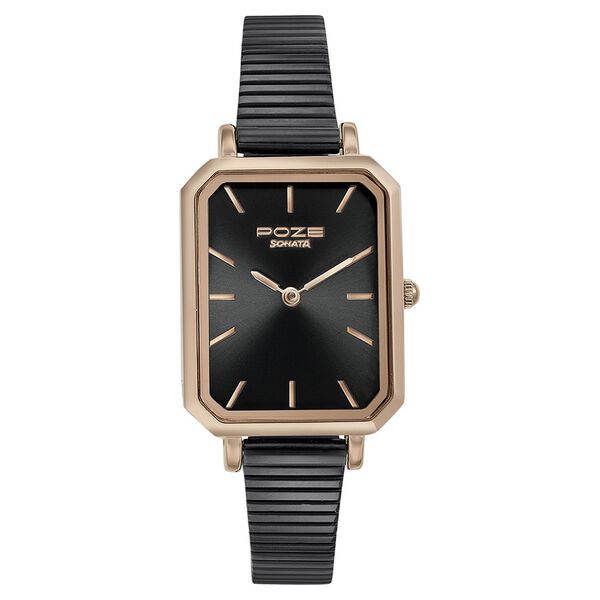 Sonata Poze Quartz Analog Black Dial Mesh Strap Watch for Women - image number 1
