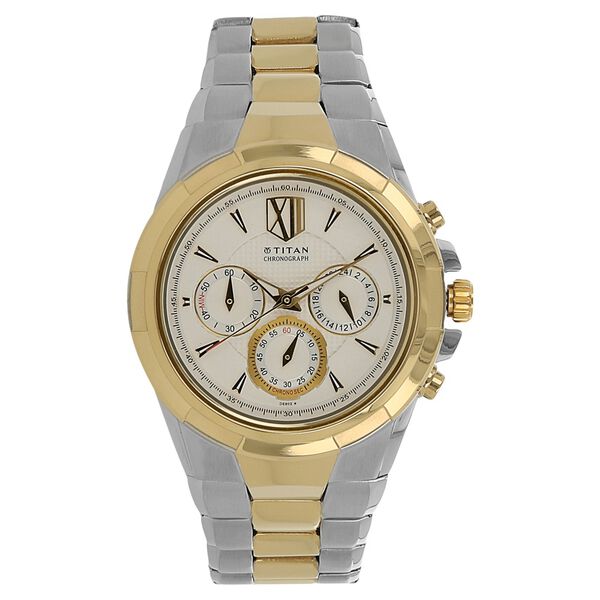 Titan Regal Crest Silver Dial Chronograph Stainless Steel Strap Watch for Men - image number 0