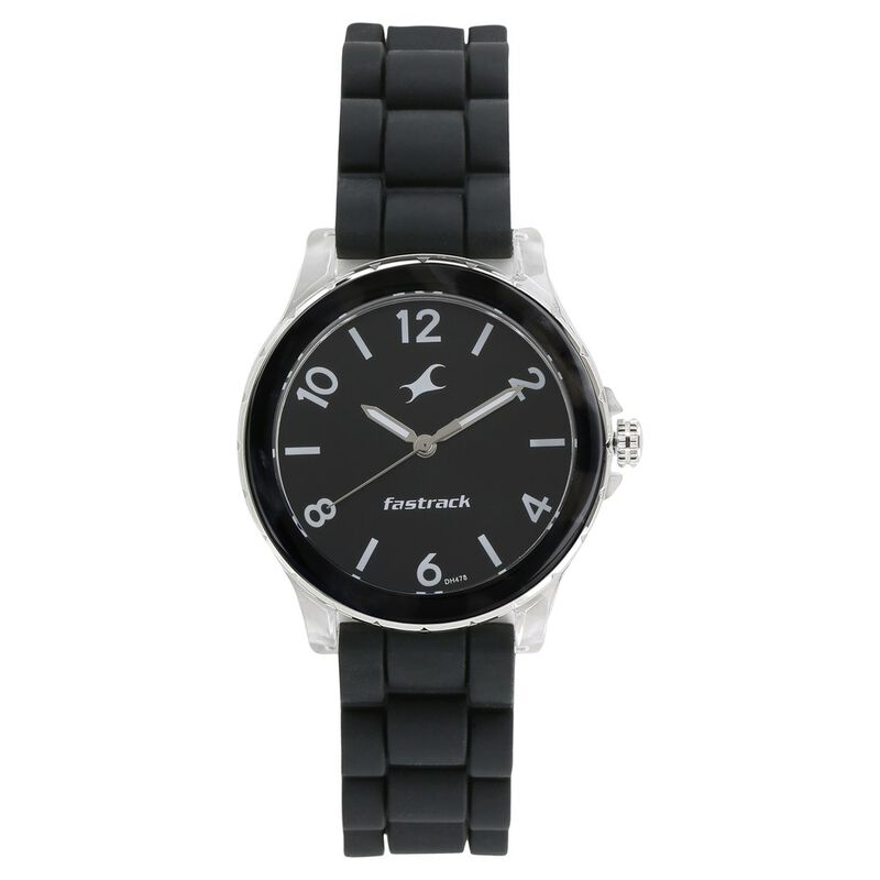 Fastrack Trendies Quartz Analog Black Dial Silicone Strap Watch for Girls