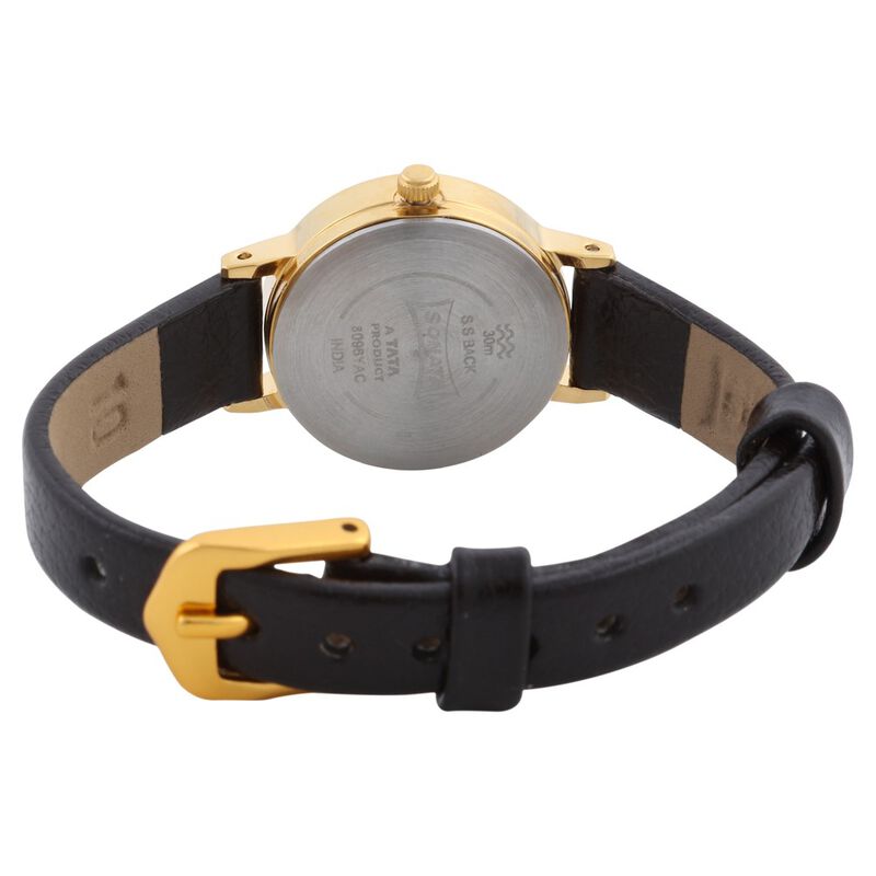 Sonata Quartz Analog Champagne Dial Leather Strap Watch for Women - image number 3