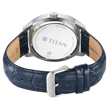Titan Regalia Arc Analog with Day Date Second Subdial and Blue Dial Blue Leather Strap Watch for Men