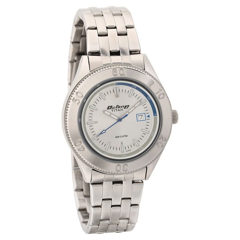 Titan Octane Silver Dial Analog with Date Stainless Steel Strap watch for Men