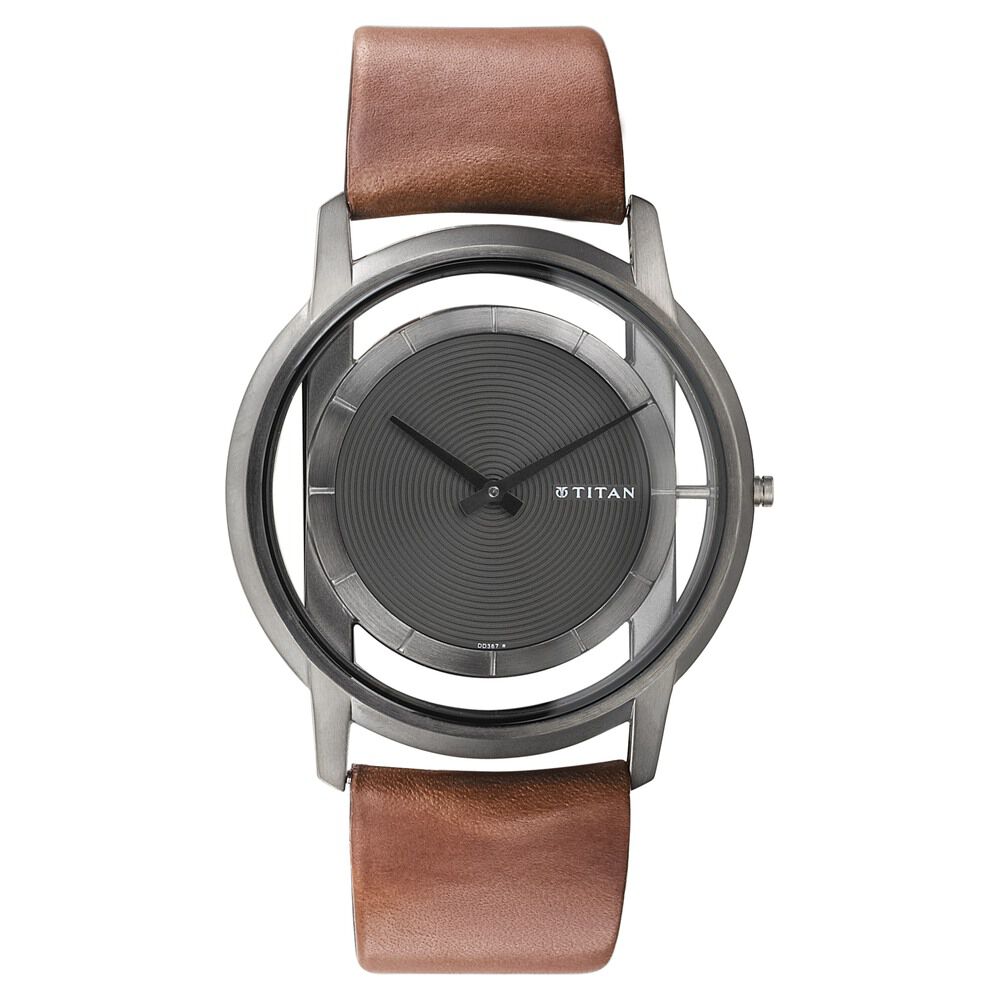 Titan Edge Anthracite Dial Analog Leather Strap watch for Men