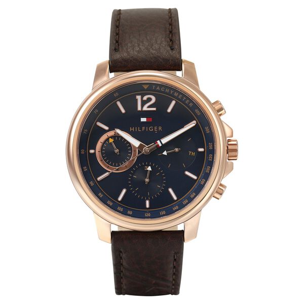 Tommy Hilfiger Quartz Multifunction Blue Dial Leather Strap Watch for Men - image number 0