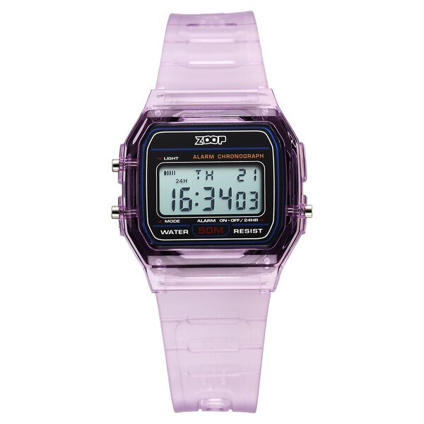Zoop By Titan Clear Series Digital Dial Purple Plastic Strap Watch For Kids - image number 0