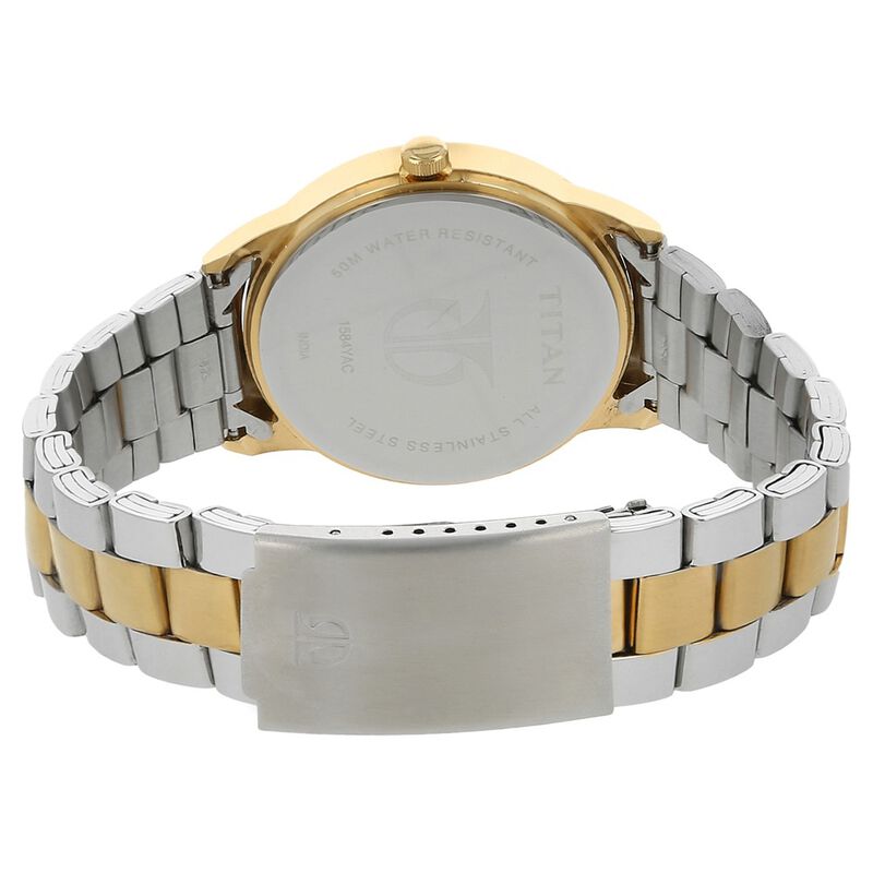 Titan Quartz Analog with Day and Date Champagne Dial Stainless Steel Strap Watch for Men - image number 3