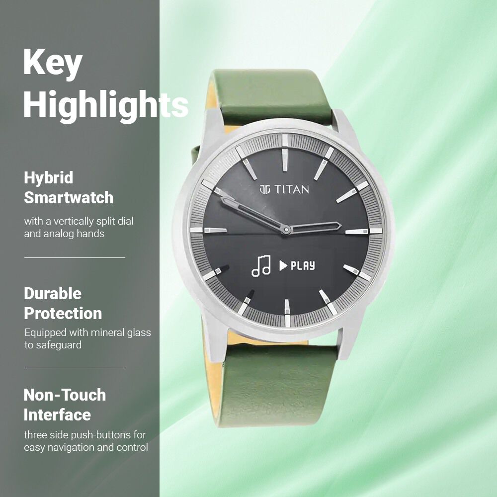 Buy Online Titan Connected Plus Black Dial Hybrid Silicone Strap watch for Men 90120tp01 Titan