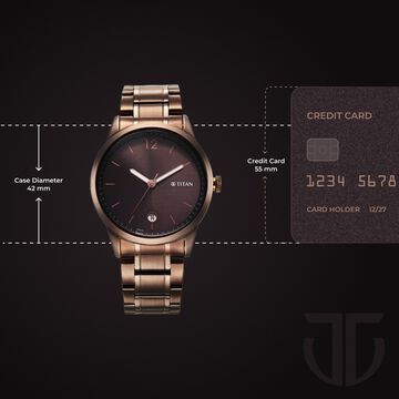 Titan Neo Splash Brown Dial Analog with Date Stainless Steel Strap Watch for Men