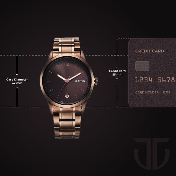 Titan Neo Splash Brown Dial Analog with Date Stainless Steel Strap Watch for Men - image number 2