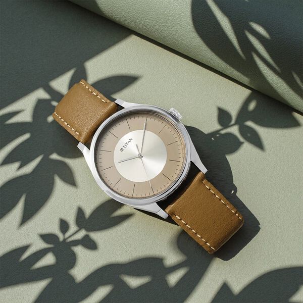 Titan Men's Urban Edge Lustrous Gold Dial Leather Watch - image number 0