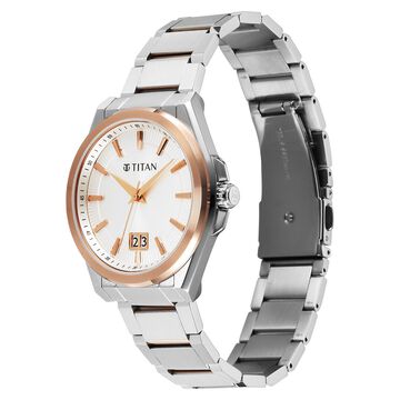Titan Classique Big Date Analog with Silver Dial Dual Tone Stainless Steel Strap Watch for Men
