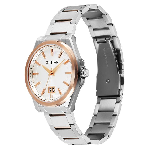 Titan Classique Big Date Analog with Silver Dial Dual Tone Stainless Steel Strap Watch for Men - image number 4