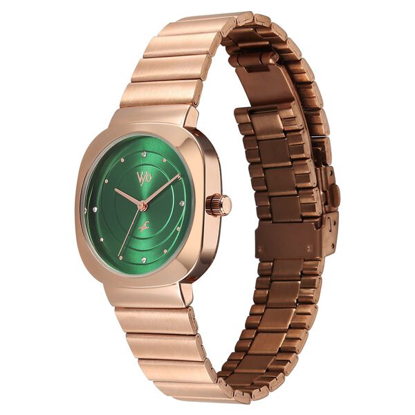 Fastrack Vyb Mirage Quartz Analog Green Dial Metal Strap Watch For Girls - image number 4