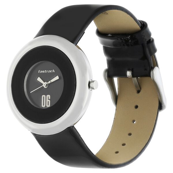 Fastrack Quartz Analog Black Dial Leather Strap Watch for Girls - image number 2