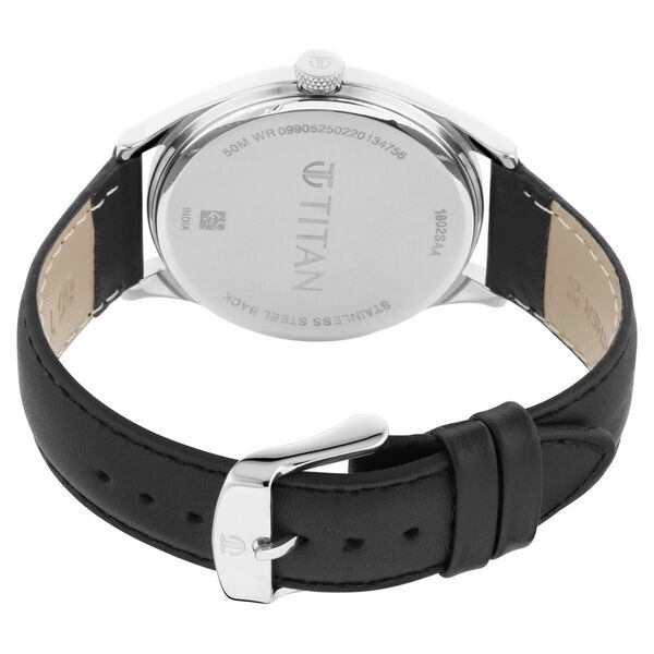 Titan Workwear Quartz Analog Black Dial Black Leather Strap Watch For Men - image number 4