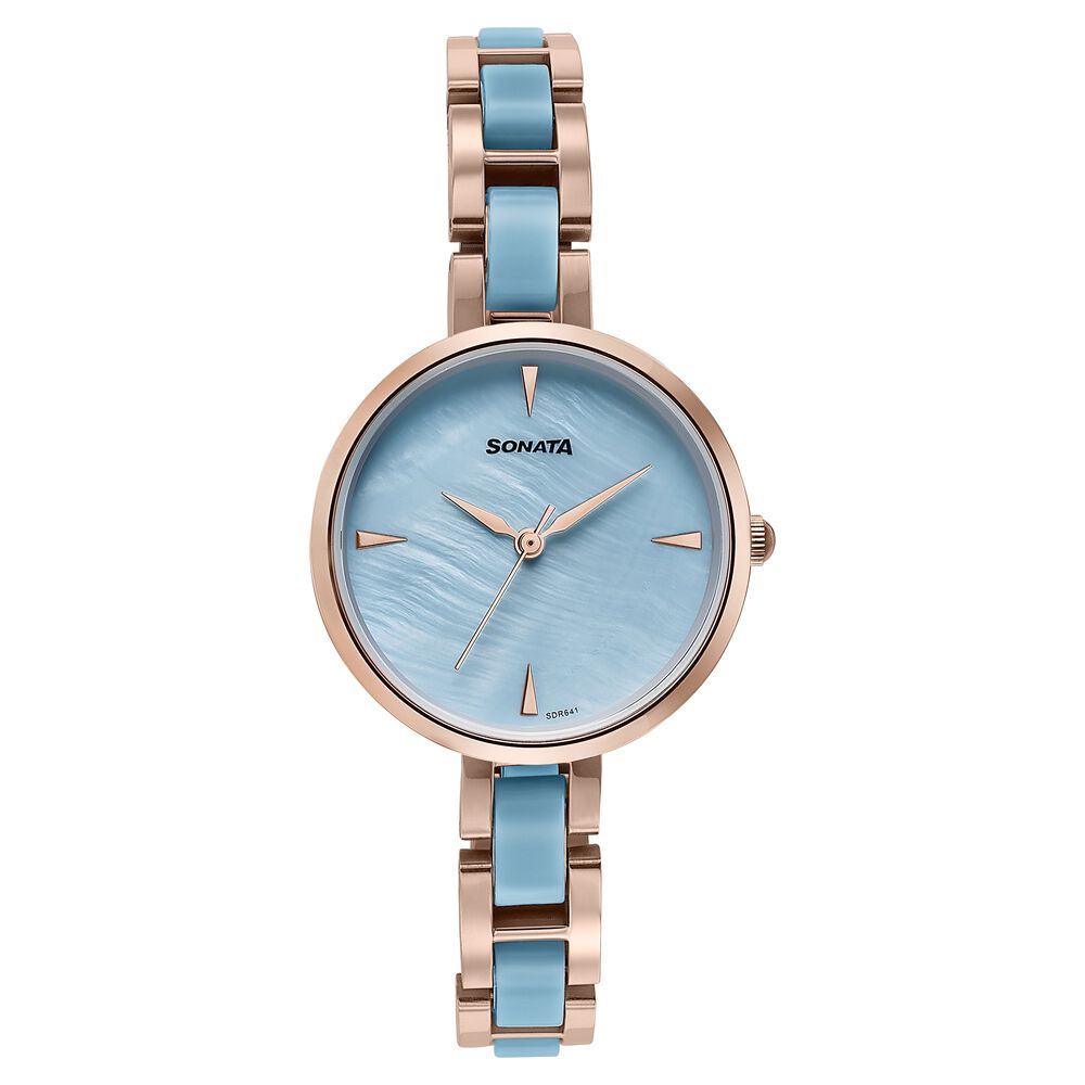 Sonata Wedding Edit Quartz Analog Blue Dial Stainless Steel With Acetate Strap Watch For Women-image-38