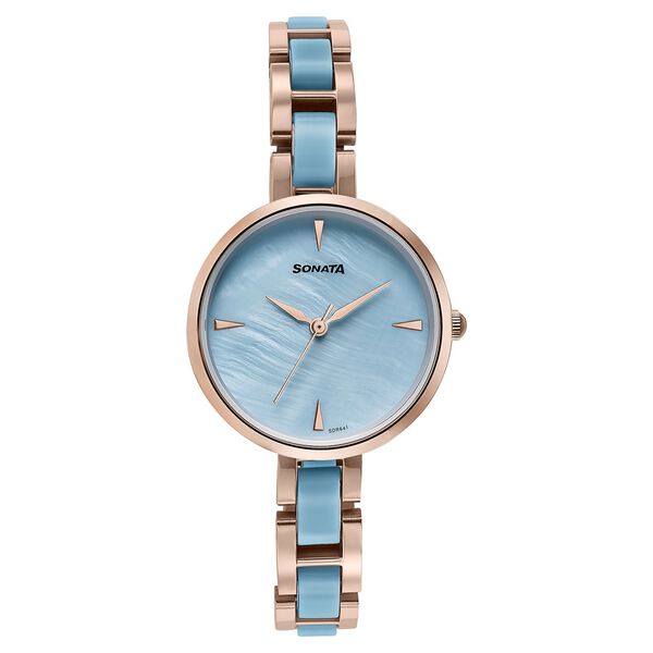 Sonata Wedding Edit Quartz Analog Blue Dial Stainless Steel With Acetate Strap Watch For Women - image number 0