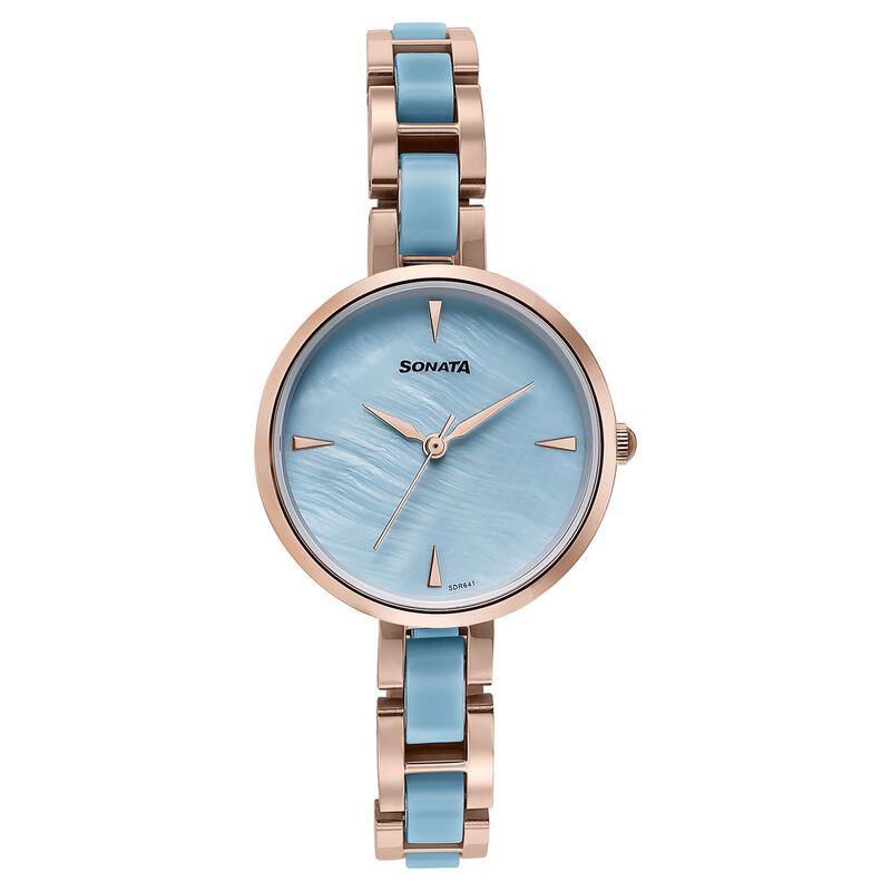 Sonata Wedding Edit Quartz Analog Blue Dial Stainless Steel With Acetate Strap Watch For Women