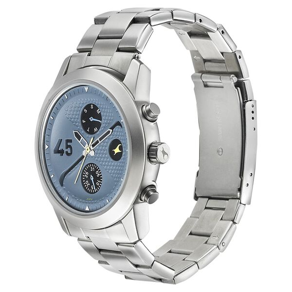 Fastrack Go Skate Quartz Multifunction Blue Dial Stainless Steel Strap Watch for Guys - image number 2