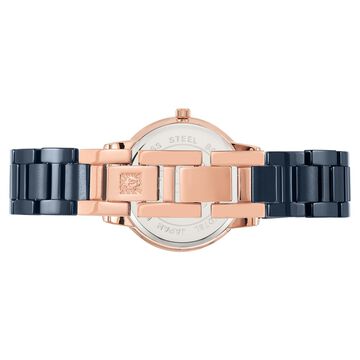 Anne Klein Quartz Analog Blue Dial Rose Gold Ceramic Strap Watch For Women