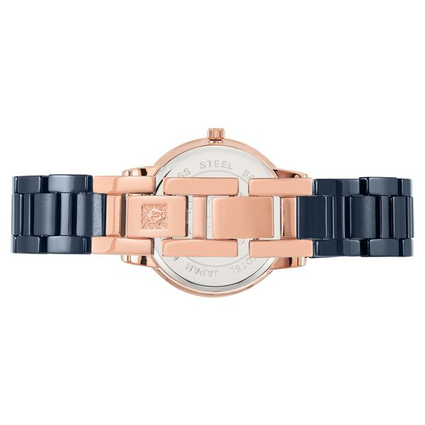 Anne Klein Quartz Analog Blue Dial Rose Gold Ceramic Strap Watch For Women - image number 2
