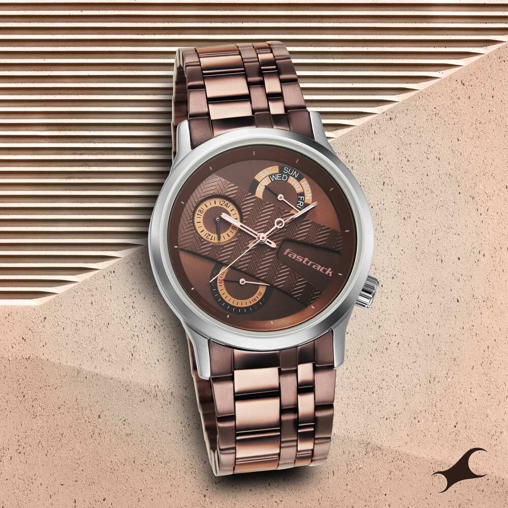 Buy Online Fastrack Exuberant Quartz Multifunction Brown Dial