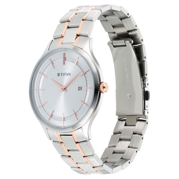 Titan Classique Slimline Silver Dial Analog with Date Stainless Steel Strap watch for Men - image number 2