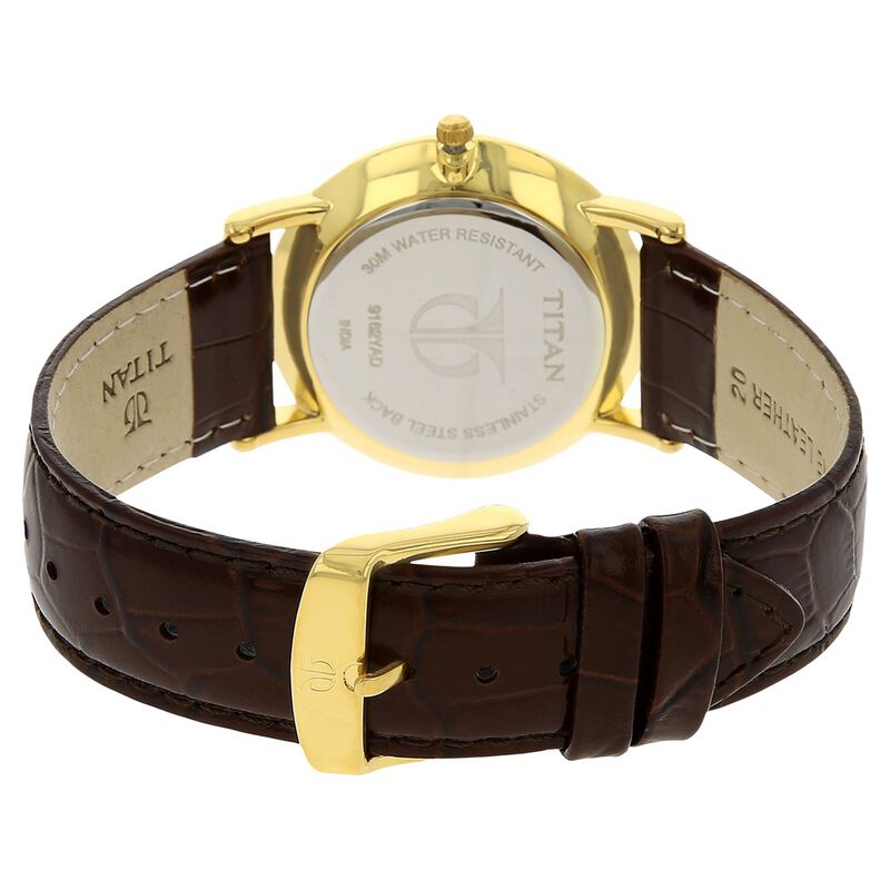 Titan Quartz Analog with Date White Dial Leather Strap Watch for Men - image number 3