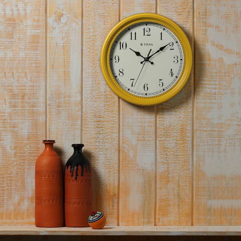Buy Online Titan Contemporary Distressed Finish White Wall Clock with