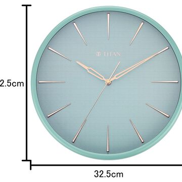Titan Contemporary Peacock Green Wall Clock in a Matte Finish with a Textured Dial 32.5 x 32.5 cm (Medium)